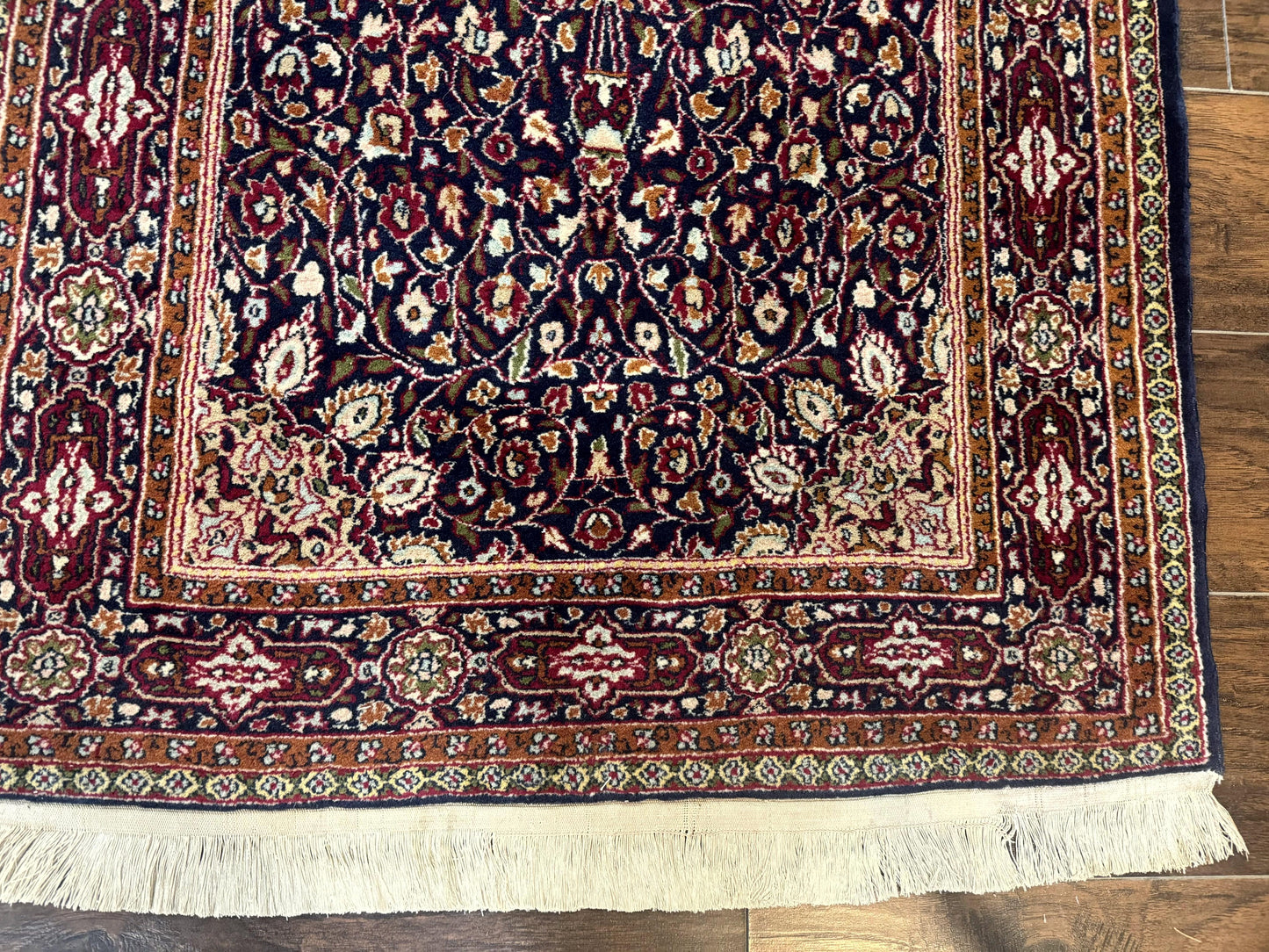 Indo Kashmiri Rug 3x5, Navy Blue, Very Fine 400 KPSI, Pair A
