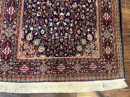 Indo Kashmiri Rug 3x5, Navy Blue, Very Fine 400 KPSI, Pair A