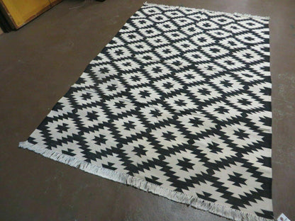 4' X 6' Hand Woven Wool Rug Contemporary Kilim Dhurrie Modern Oriental Area Rug