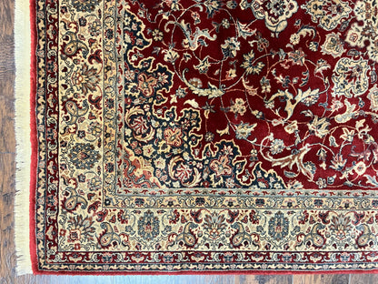 Couristan Rug 5.6 x 8, Floral Medallion, Dark Red Cream, Belgium Power Loomed Rug, Taj Mahal Rug, Vintage Oriental Wool Carpet