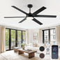 60 Inch Black Ceiling Fan With Lights Remote DC Motor