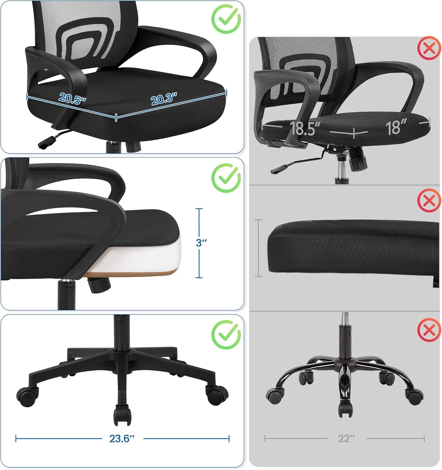 Ergonomic Mesh Office Chair With Lumbar Support Black