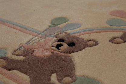 4' x 6' Handmade 100% Wool Plus pile Area rug Beige 4' x 6'