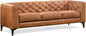 Cognac Tan Leather Sofa with Tufted Back Design