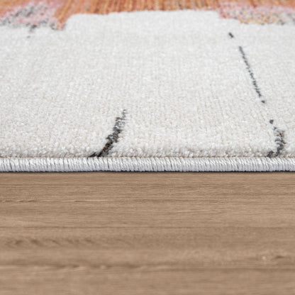 Colorful Area Rug Modern Art 3D Effect Cream, Blue, Yellow