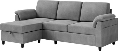Comfortable L Shaped Convertible Sectional Sofa with Pillows