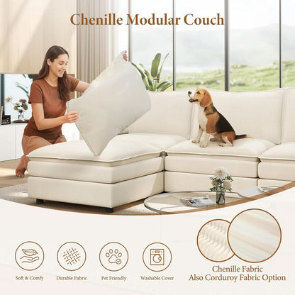 Comfy 108 Inch Modular Sectional Sofa With Ottoman
