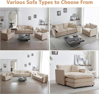 Comfy Chenille Sofa Chair with Toss Pillow Light Coffee