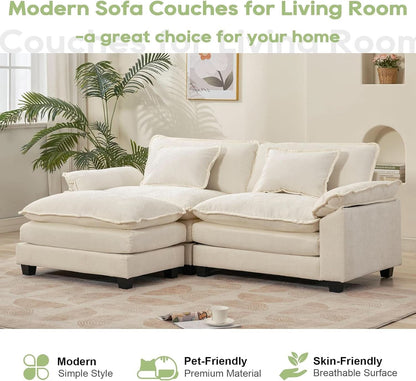 Comfy Cloud Couch Modular Sofa with Ottoman and Pillows