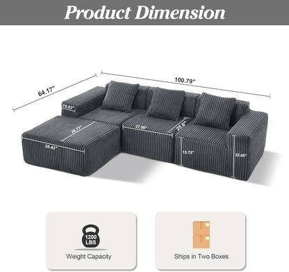 Comfy L Shaped Modular Memory Foam Sectional Sofa