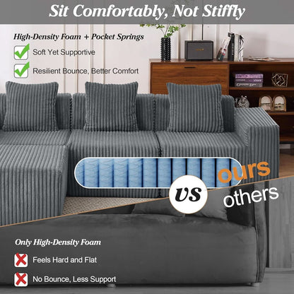 Comfy L Shaped Modular Memory Foam Sectional Sofa