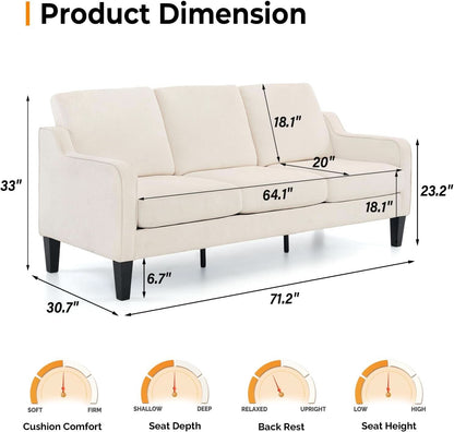 Comfy Mid Century Modern Beige Sofa for Small Spaces