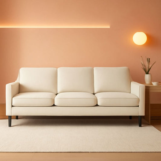 Comfy Mid Century Modern Beige Sofa for Small Spaces