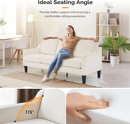 Comfy Mid Century Modern Beige Sofa for Small Spaces
