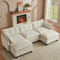 Comfy Modular Sectional Sofa With Movable Ottomans