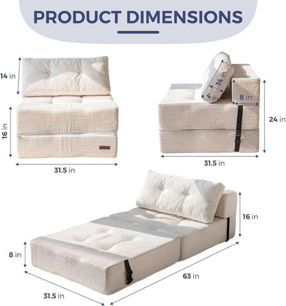 Convertible Folding Sofa Bed with High-Density Foam