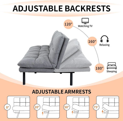Convertible Futon Sofa Bed with Adjustable Backrest Comfort