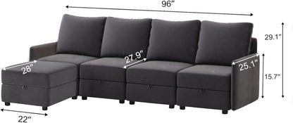 Convertible Modular Sectional Sofa with Memory Foam Comfort