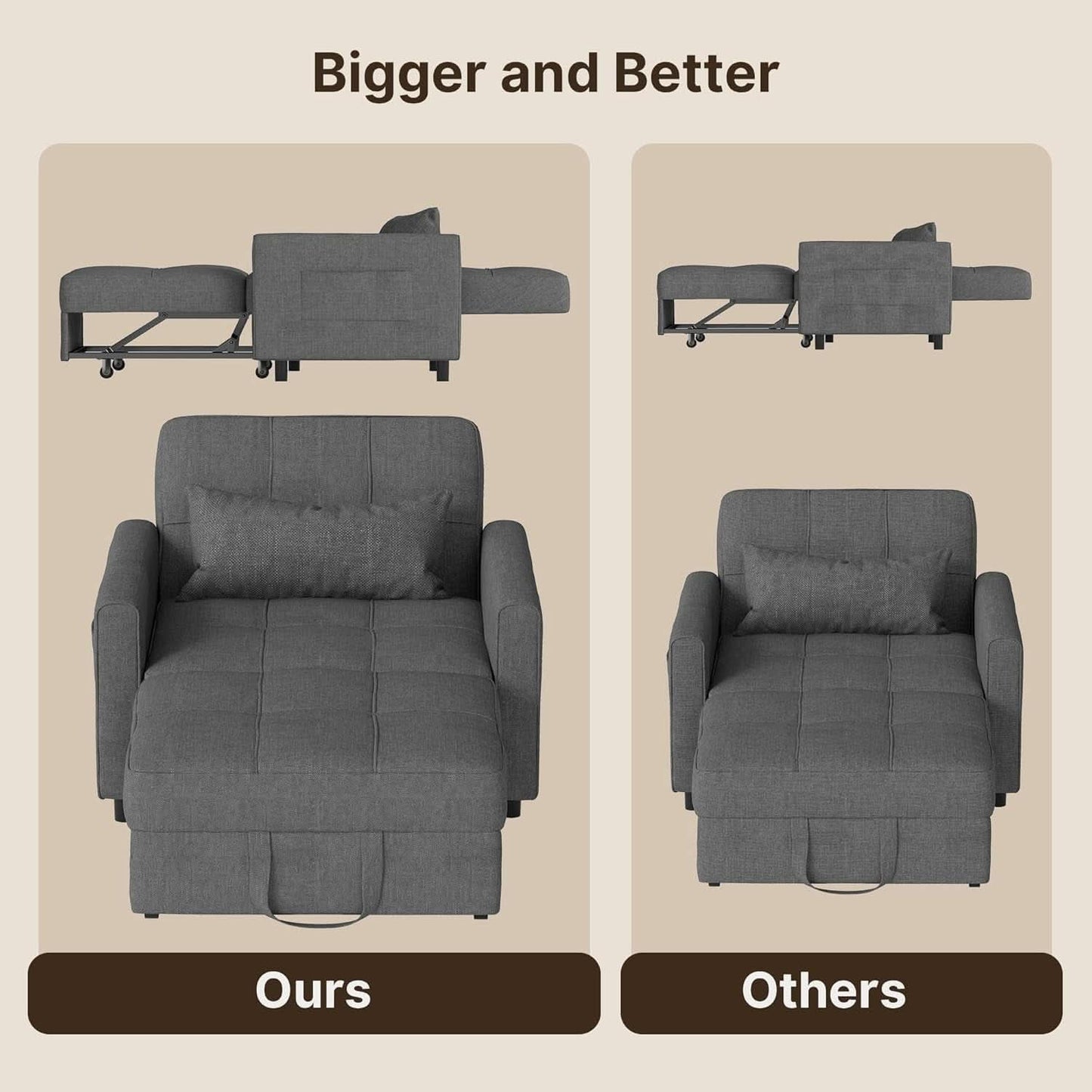 Convertible Sofa Bed Chair with Adjustable Backrest Design