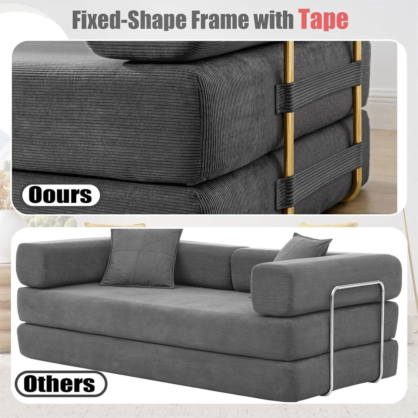 Convertible Sofa Bed with Adjustable Armrests and Comfort