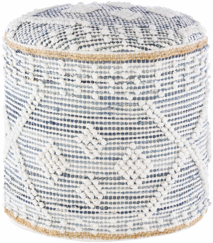 Coombabah Blue and White Cylinder Pouf