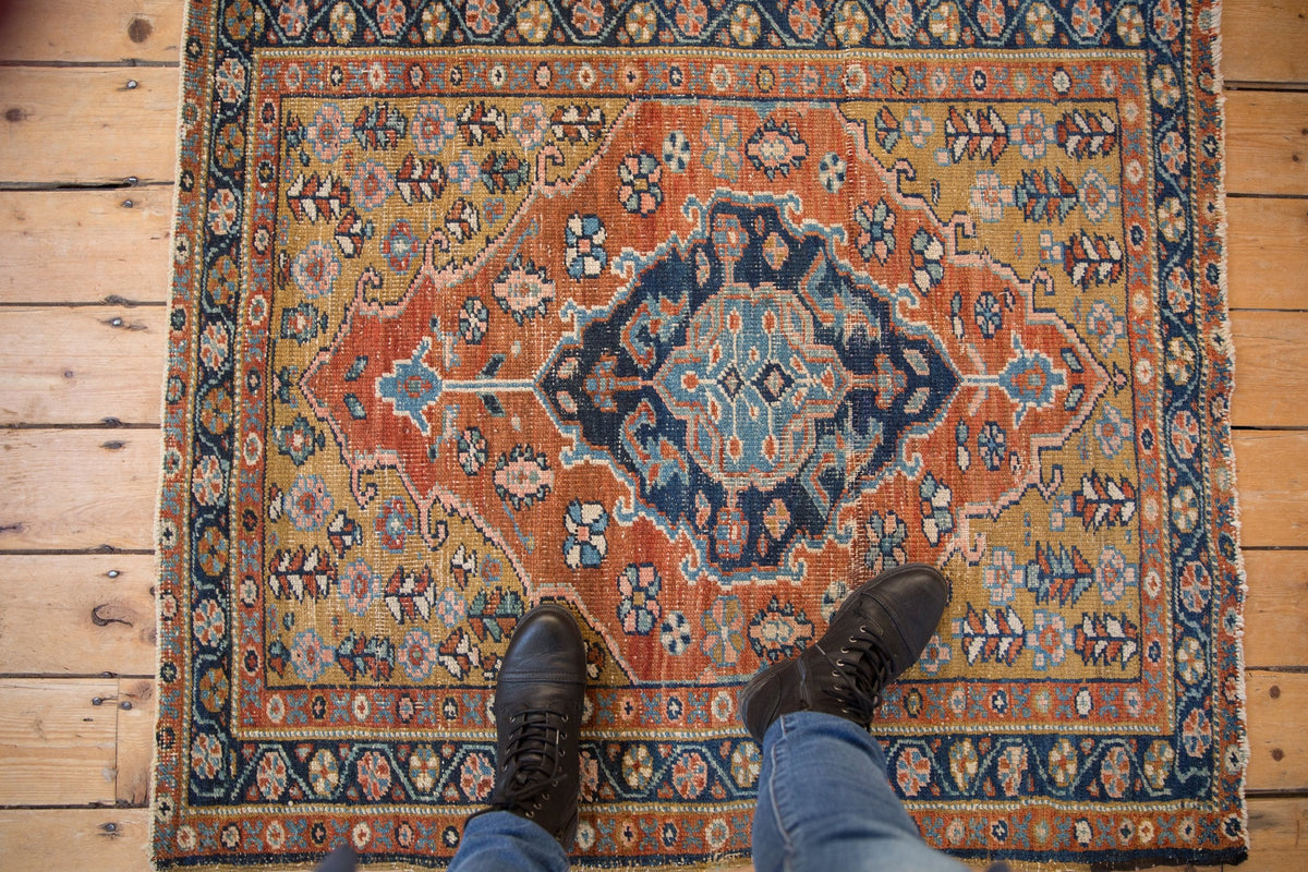 3.5x4 Vintage Heriz Square Rug