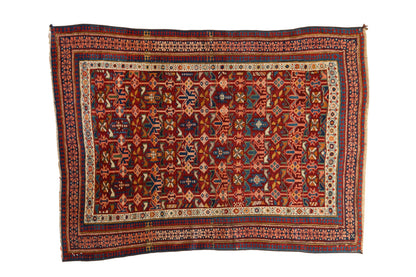 4x5 Antique Caucasian Square Rug