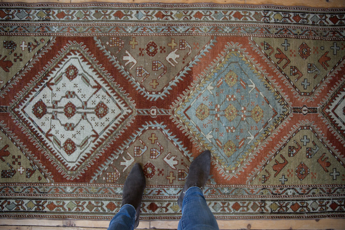 3.5x13 Vintage Distressed Malayer Rug Runner
