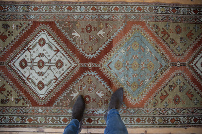 3.5x13 Vintage Distressed Malayer Rug Runner