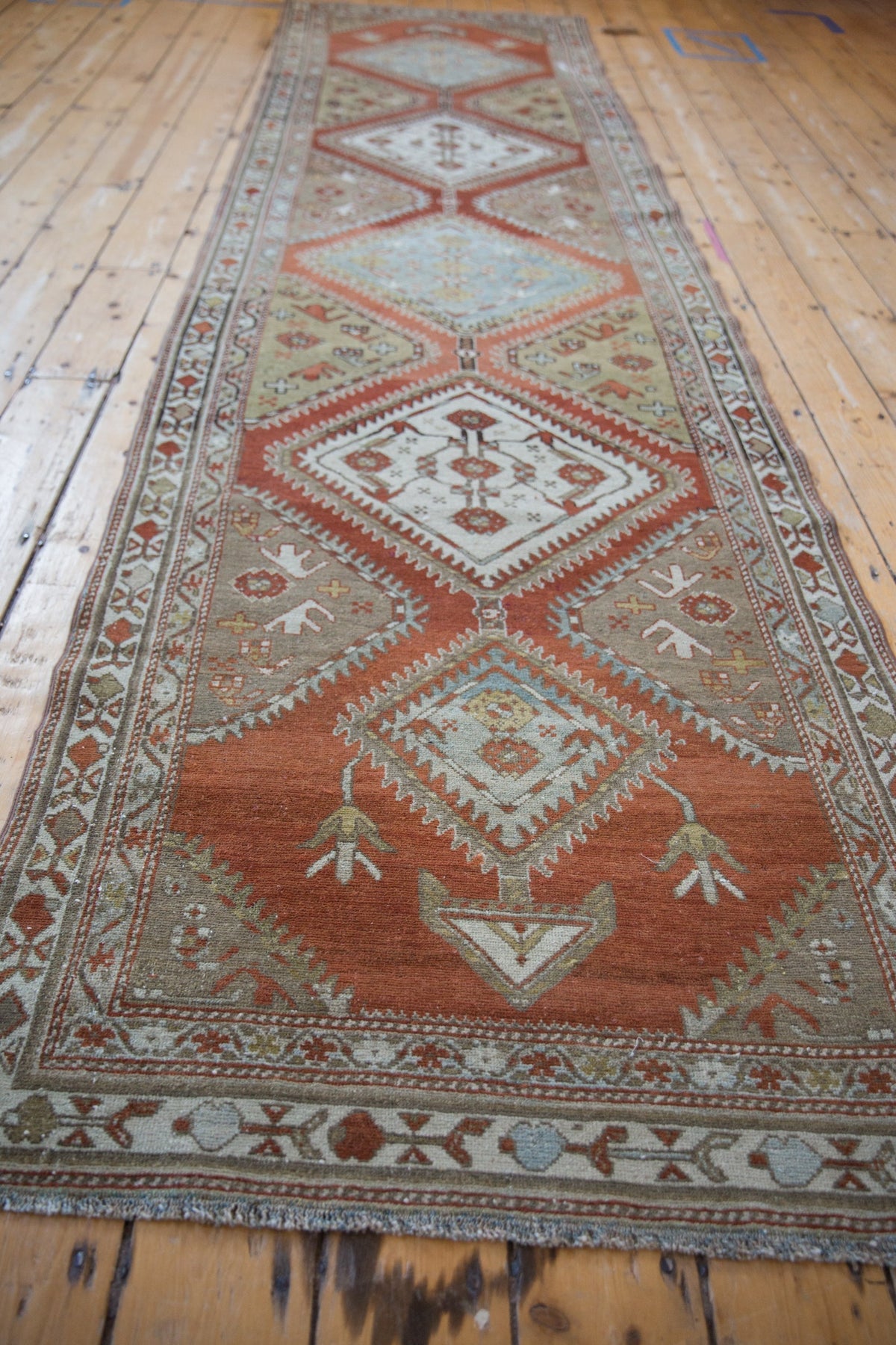 3.5x13 Vintage Distressed Malayer Rug Runner