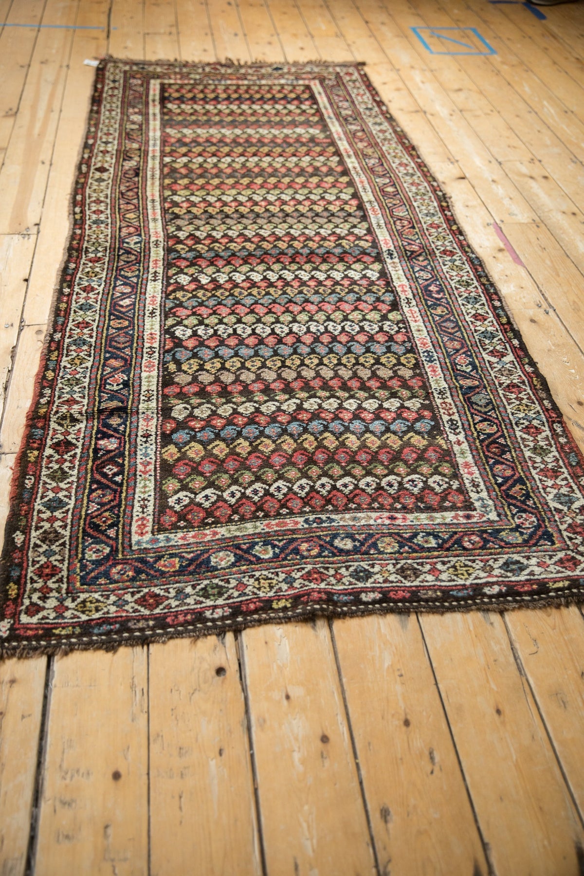 3.5x8.5 Vintage Kurdish Hamadan Rug Runner
