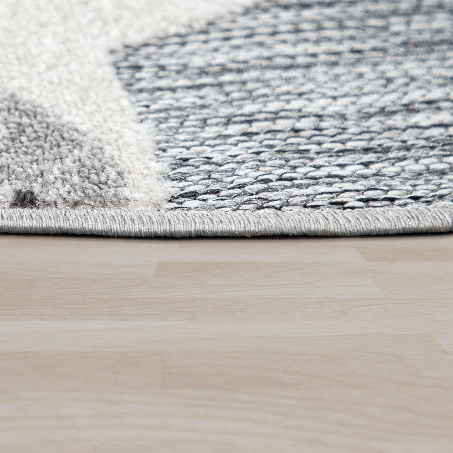 Round Kids Rug Lilo Cute Zoo Animals - Grey