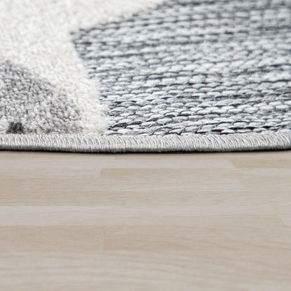 Round Kids Rug Lilo Cute Zoo Animals - Grey