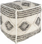 Cowanesque Beige Diamond-Patterned Square Pouf