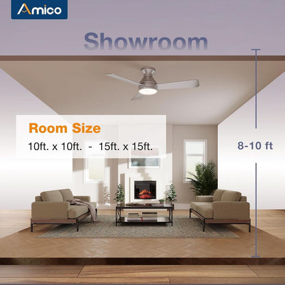 42 Inch Low Profile Ceiling Fan Remote With Dimmable Lights