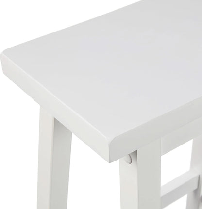 Solid Wood Saddle Seat Counter Height Bar Stool White 24 Inch Set Of 2