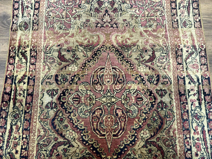 Antique Persian Lavar Rug 3x5, Persian Kerman Rug, Traditional Persian Carpet