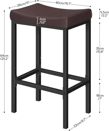 Saddle Bar Stools Set Of 2 Counter Height 24.8 Inches Brown And Black