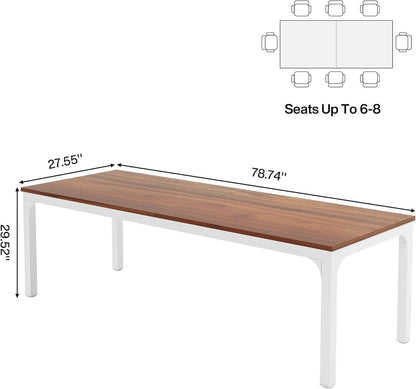 78 Inch Rustic Walnut Dining Table For 6 To 8 People