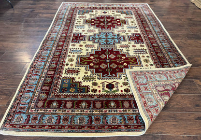 Turkish Kazak Rug 6x9, Geometric Medallions