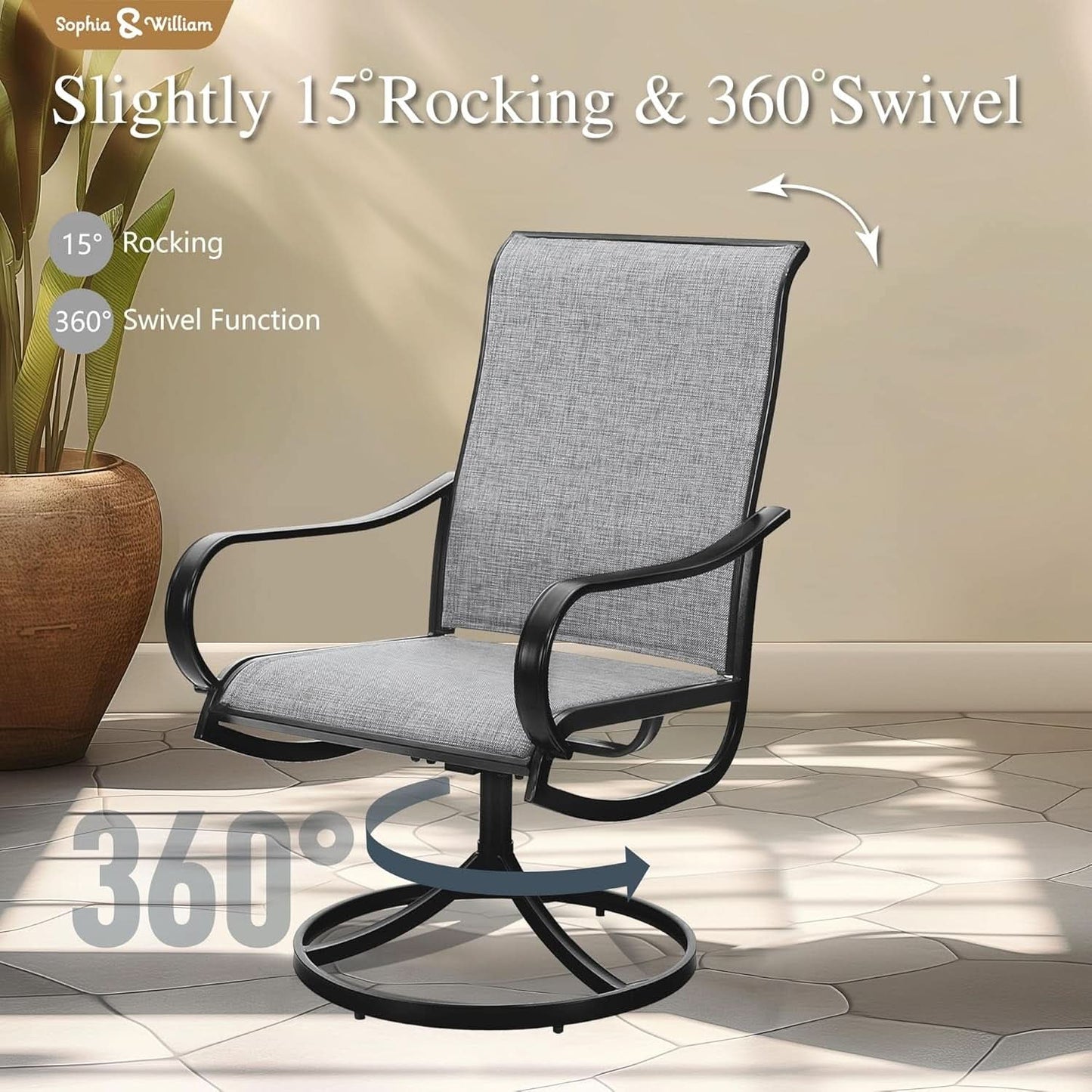 Outdoor Dining Set 60 Inch Table With Swivel Chairs