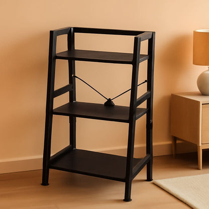 3 Tier Bookshelf Black Steel Frame For Living Room