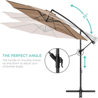 10 Ft Offset Patio Umbrella With Easy Tilt Adjustment And 8 Ribs Polyester Shade For Backyard Poolside