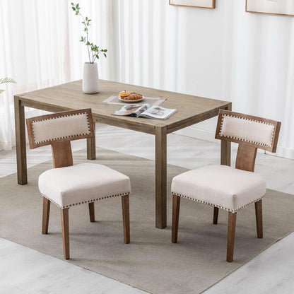 Mid Century Modern Armless Dining Chairs Beige Tone