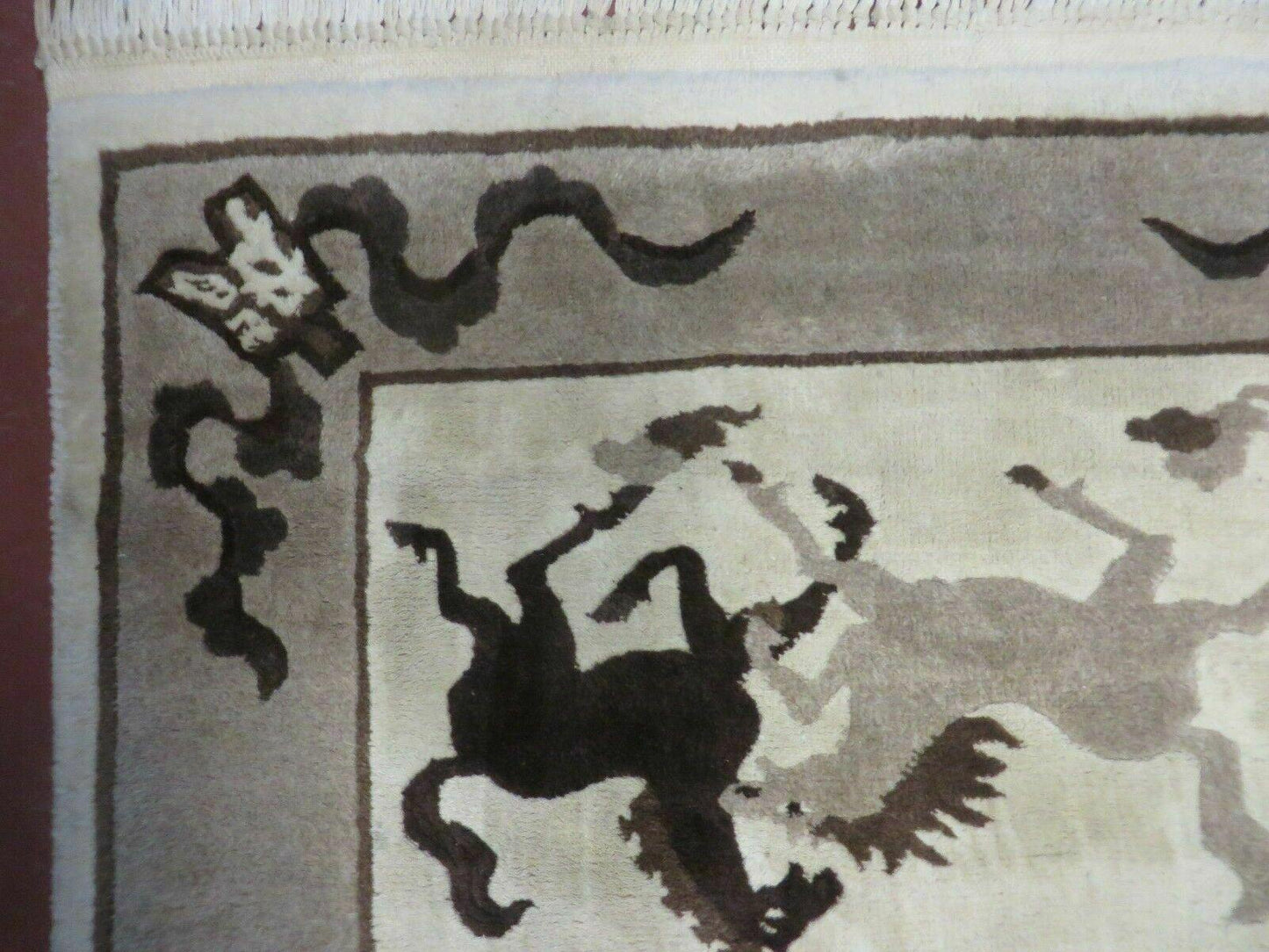 4' X 6' Modern Tibetan Nepal Art Deco Chinese Hand Knotted Wool Rug Horses Nice