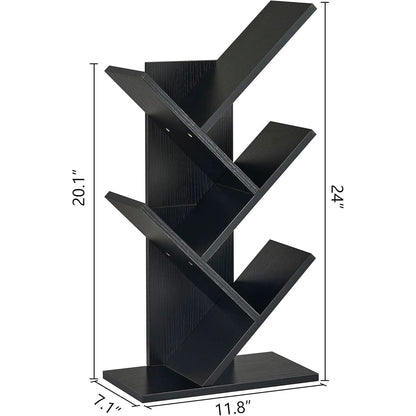 4 Tier Tree Bookshelf Floor Standing Bookcase Home