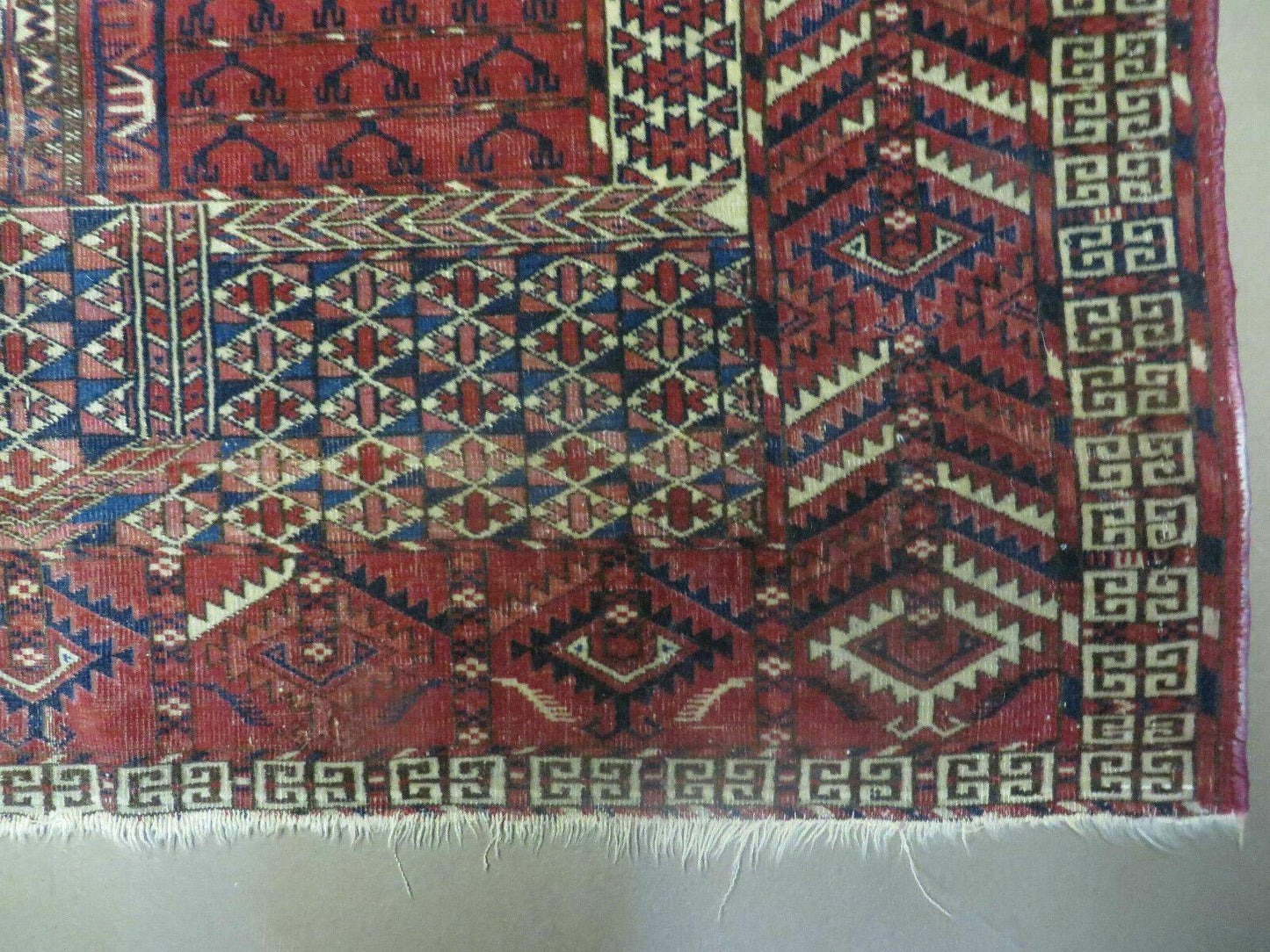 Antique Turkoman Rug 4x5, Ensi Hatchli Tekke Wool Rug