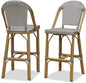 French Style Rattan Bar Stools Set for Outdoor Spaces