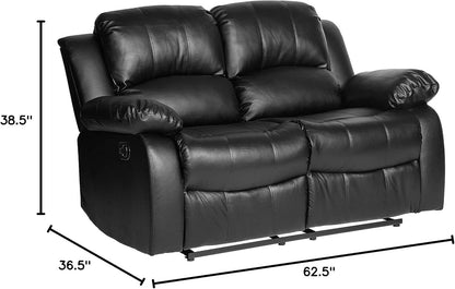 62.5 Inch Black Wall Hugger Recliner Loveseat Modern