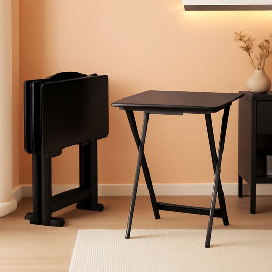 Foldable TV Dinner Tray Tables 4 Pack Black 15x19x26